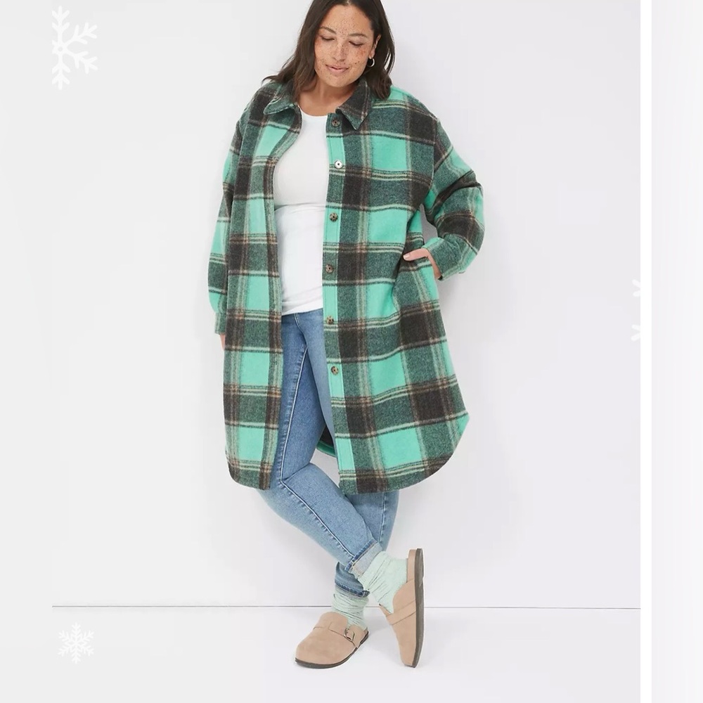 NWT Lane Bryant Plaid Shacket Duster Cardigan jacket coat 22/24